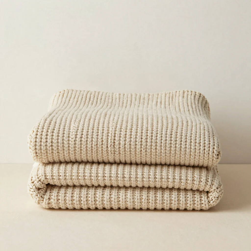 Oatmeal Chunky Knit Throw Blanket