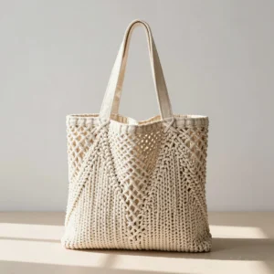 Woven Macrame Market Tote Bag