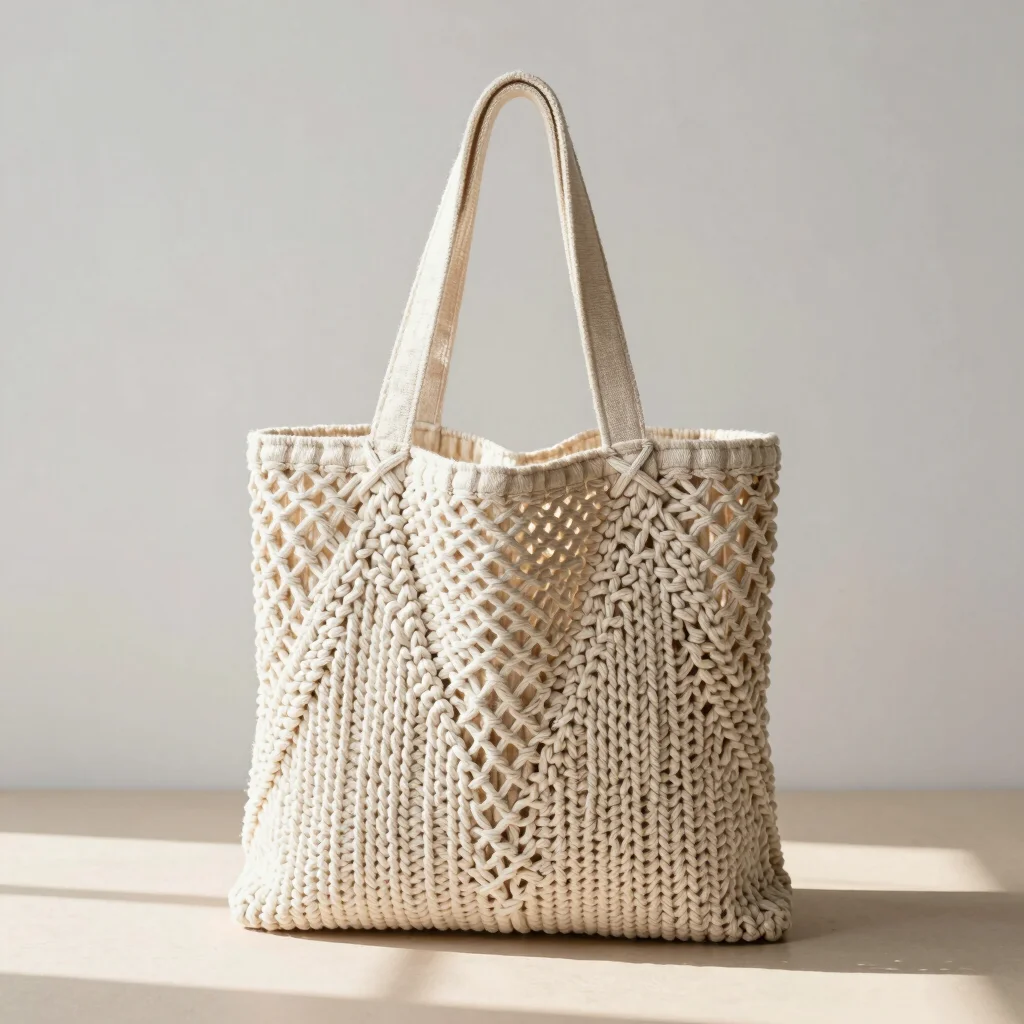 Woven Macrame Market Tote Bag
