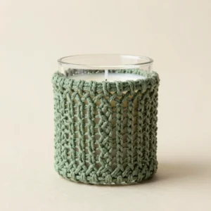 Sage Macrame Jar Candle Sleeve